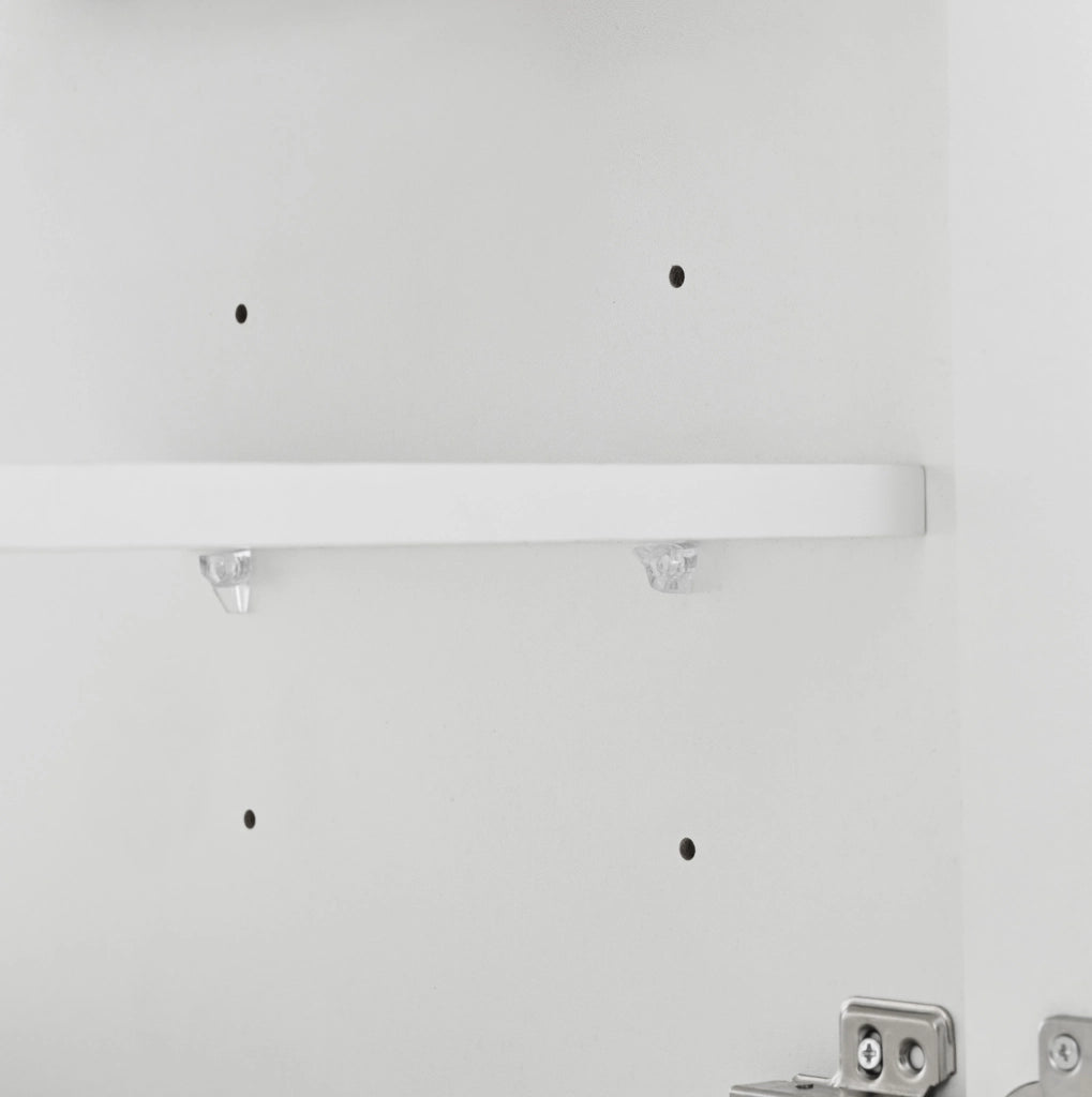 Mobile bagno sospeso 80 cm con lavabo in ceramica; 2 cassetti e ante in vetro; bianco