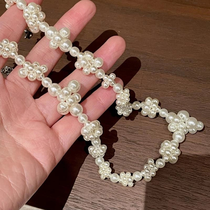 Collana irregolare con perle, tessuta a mano, regalo di Natale o di compleanno.