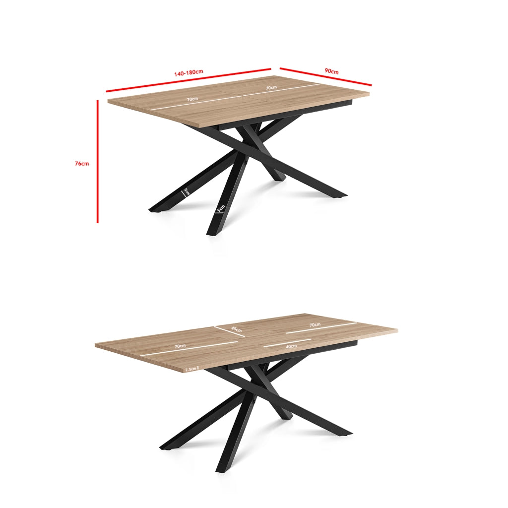 Tavolo da pranzo allungabile Hispanohogar effetto e metallo 6/8 persone L140/180