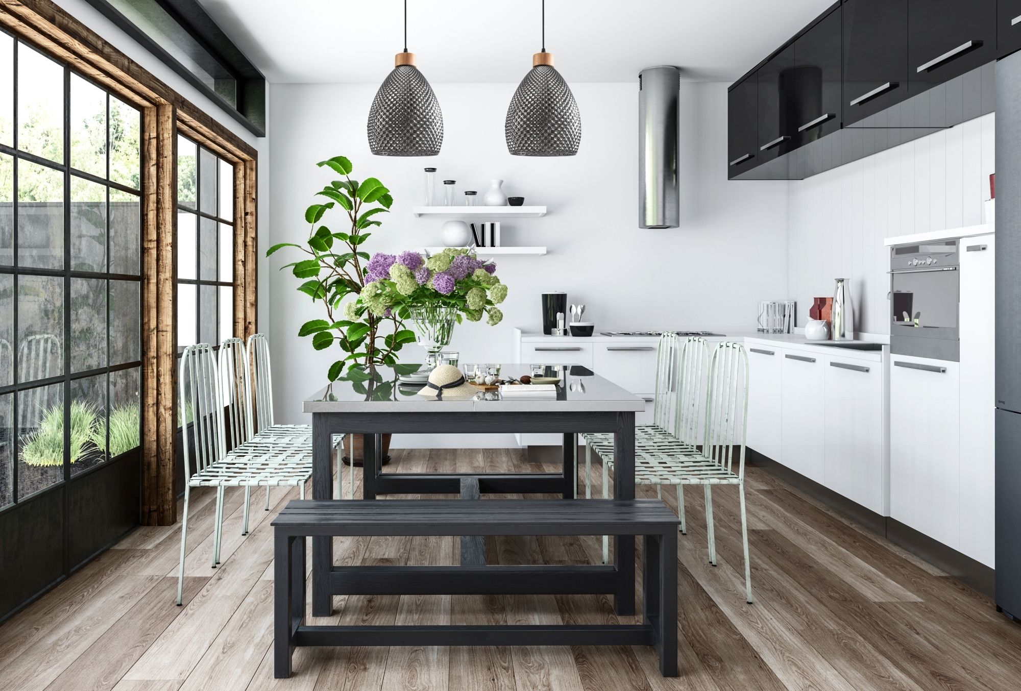 Lampada Da Soffitto Di Vetro Retro Black APP897-1CP