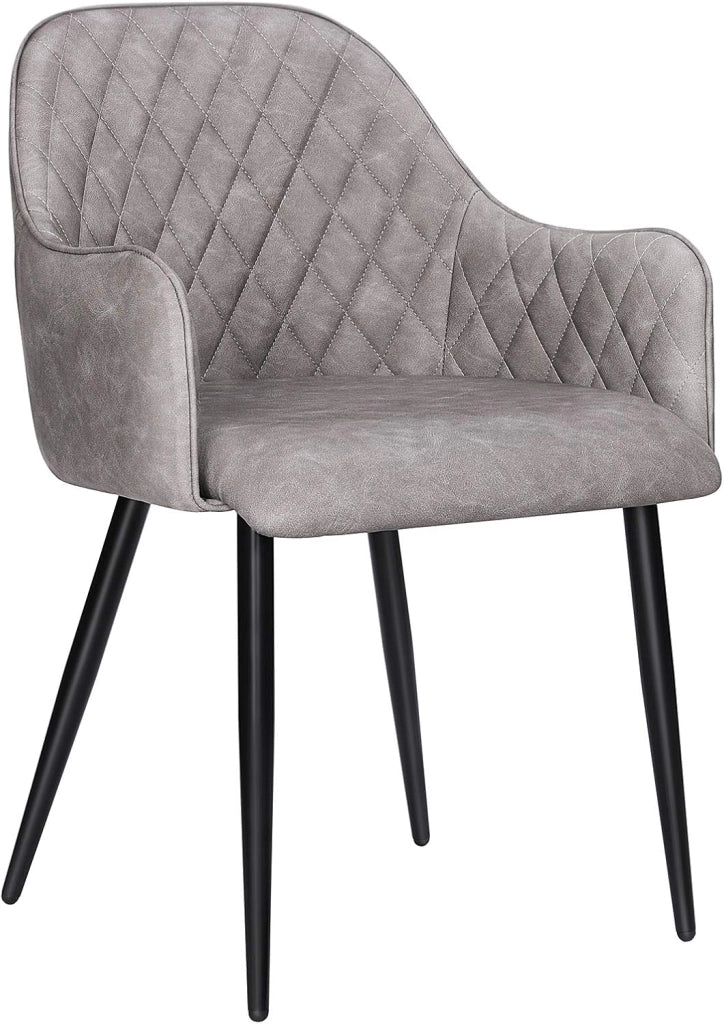 SONGMICS Set di 2 Sedia da Pranzo, Poltroncina, Sedia Imbottita con Braccioli, Rivestimento in PU con Effetto Vintage, per Sala da Pranzo Soggiorno Camera da Letto, Marrone LDC085K02