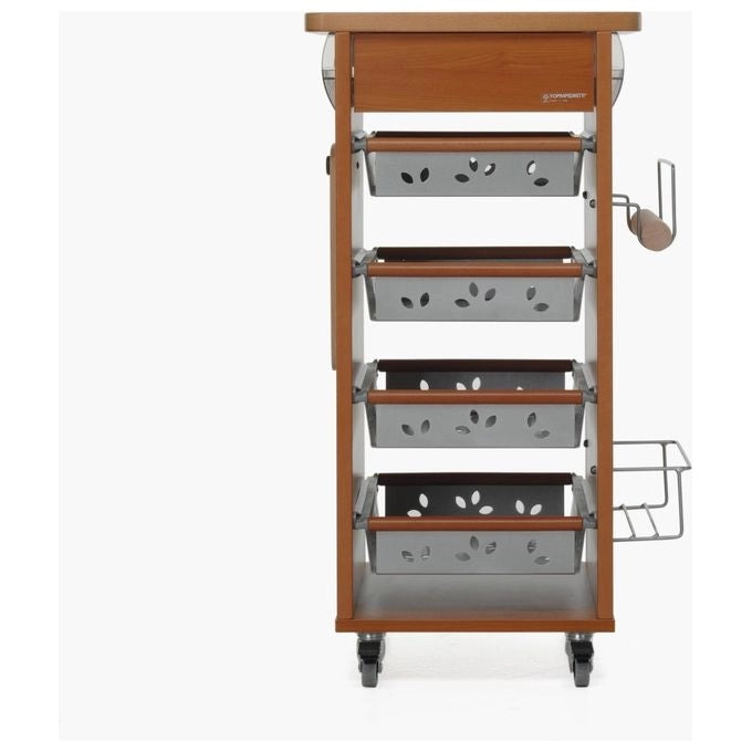 Foppapedretti 8013440195955 Bistrot Carrello da cucina in legno 5 ripiani Metallo Truciolato Legno colore Noce Legno naturale