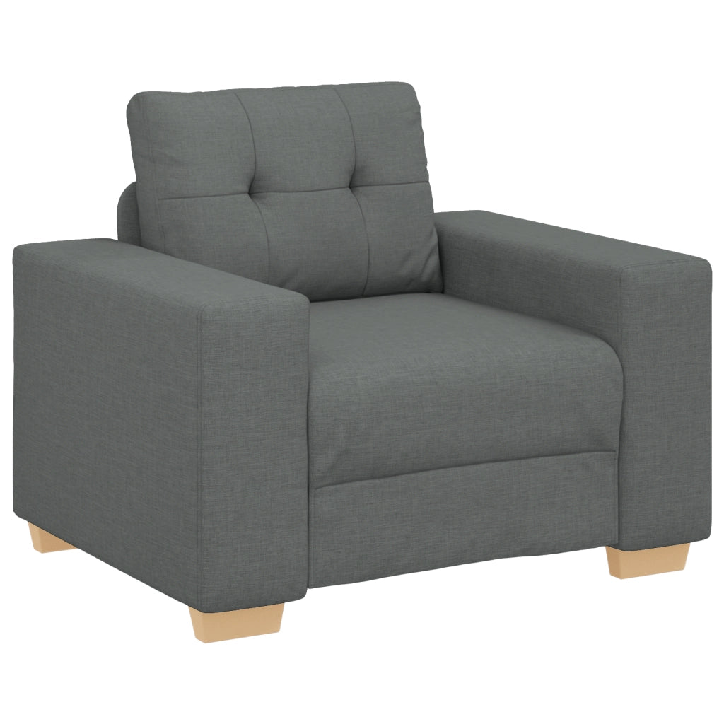 Set divano 3 pezzi grigio scuro con cuscini