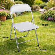 SET 6 SEDIE PIEGHEVOLI IMBOTTITE BIANCHE, 44X45X78H CM, SEDUTA COMODA, PORTATILE, STRUTTURA IN METALLO, SLIM, SALVASPAZIO, RESISTENTE