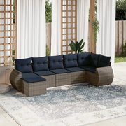Set Divani da Giardino 7 pz con Cuscini Grigio in Polyrattan 3221680