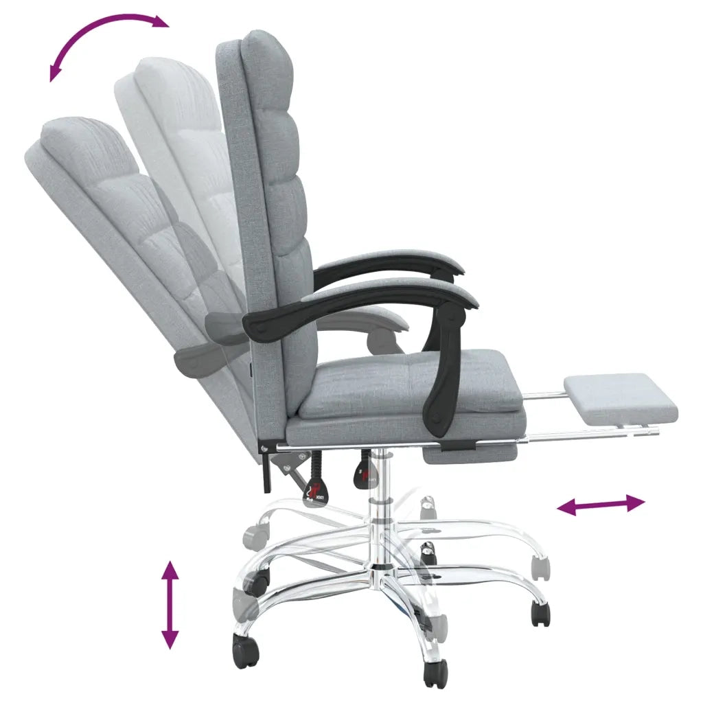 Poltrona da Ufficio Reclinabile Grigio Chiaro in Tessuto 349647