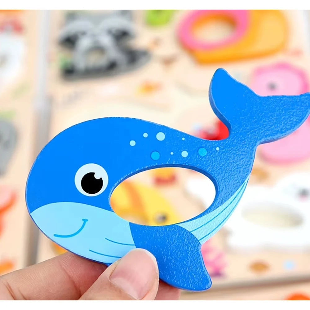 Trade Shop - Puzzle A Incastro Tema Oceano Gioco In Legno Per Bambini Educativo 2 Modelli 32343 -
