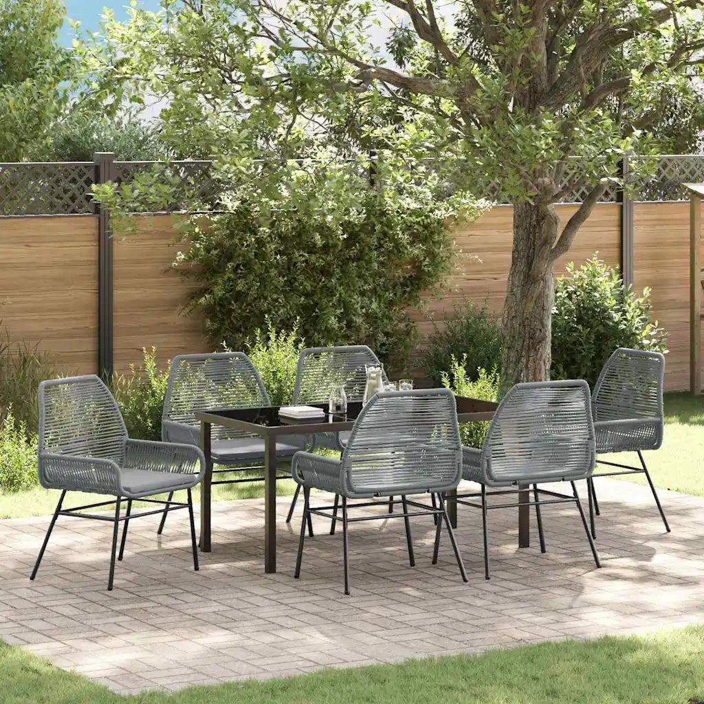 Set da Pranzo per Giardino con cuscino 7 pcs Grigio polyrattan 3380887