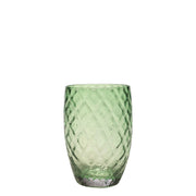 Set 6 Bicchieri Tumbler Losanghe in Vetro Colorato in Massa Verde Inglese, Design Artigianale con Motivo a Rombi, Perfetti per Uso Quotidiano