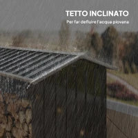 Legnaia con Struttura in Acciaio Galvanizzato e Base rialzata, 240x 86x160cm, Nero