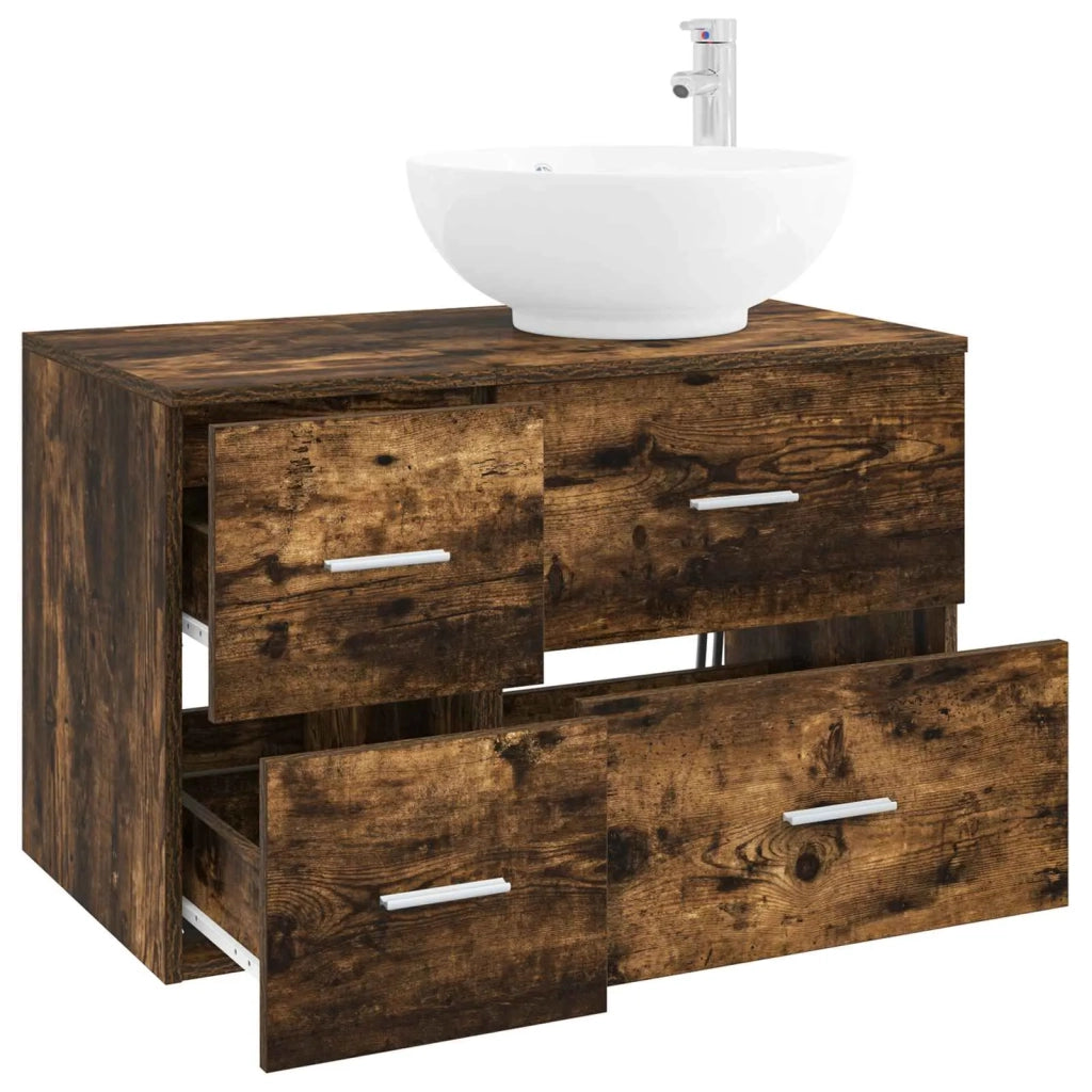 Set di mobili per il bagno 2 pz Rovere Fumo 3403996
