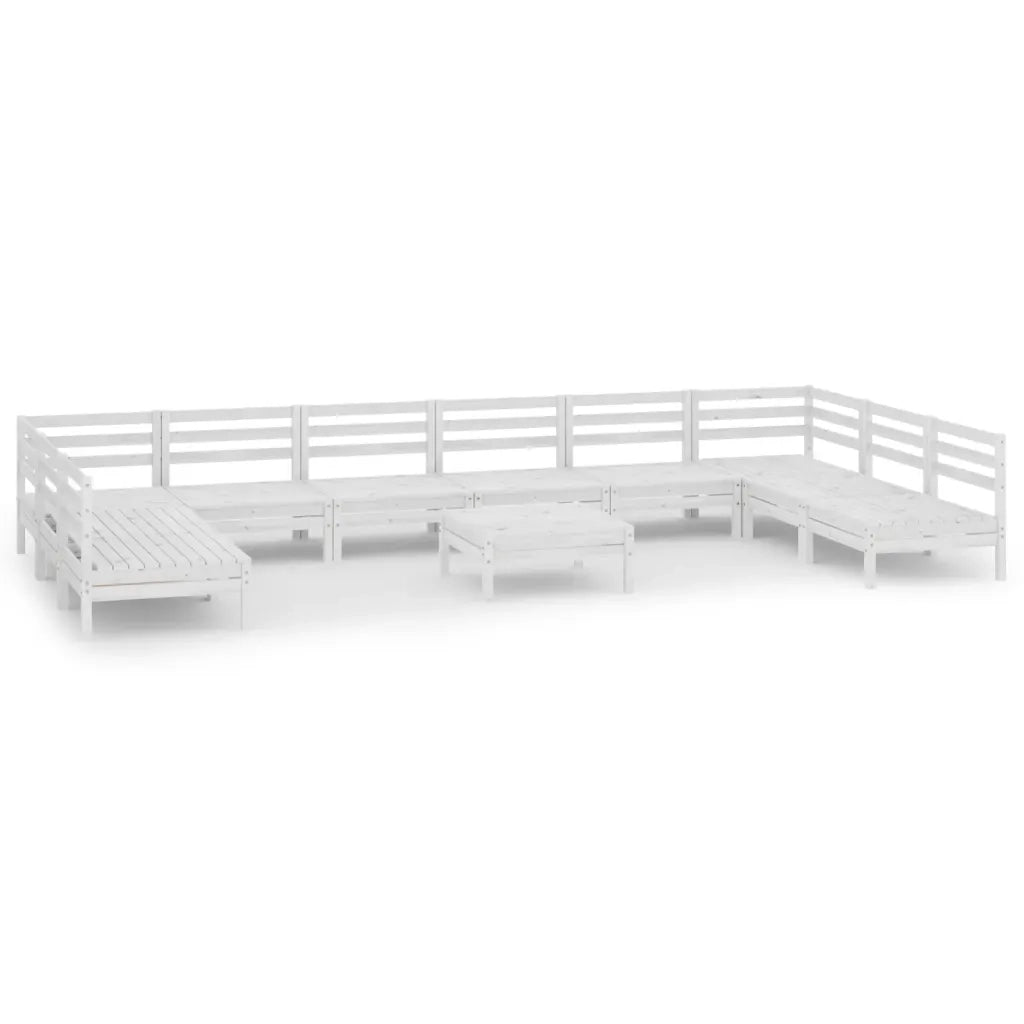 Set Salotto da Giardino 11 pz Bianco in Legno Massello di Pino 3083430