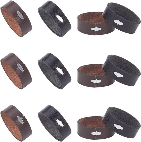 12 pezzi Rundleer Cinturino Orafo Regolatore Riembescherme in Nero e Marrone - 3,8 cm Larghezza - Uomo e Donna
