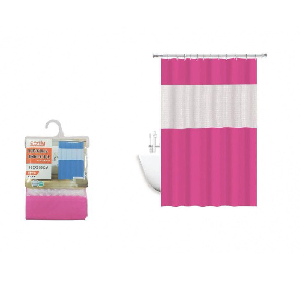 Trade Shop - Tenda Doccia Vasca Impermeabil Antimuffa Eva Rosa/fuxia Giuntura 180x240cm 52135 -