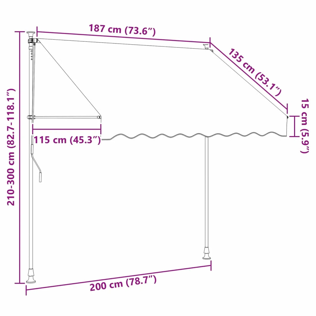 Tenda retrattile manuale Nero 200 cm 42037039