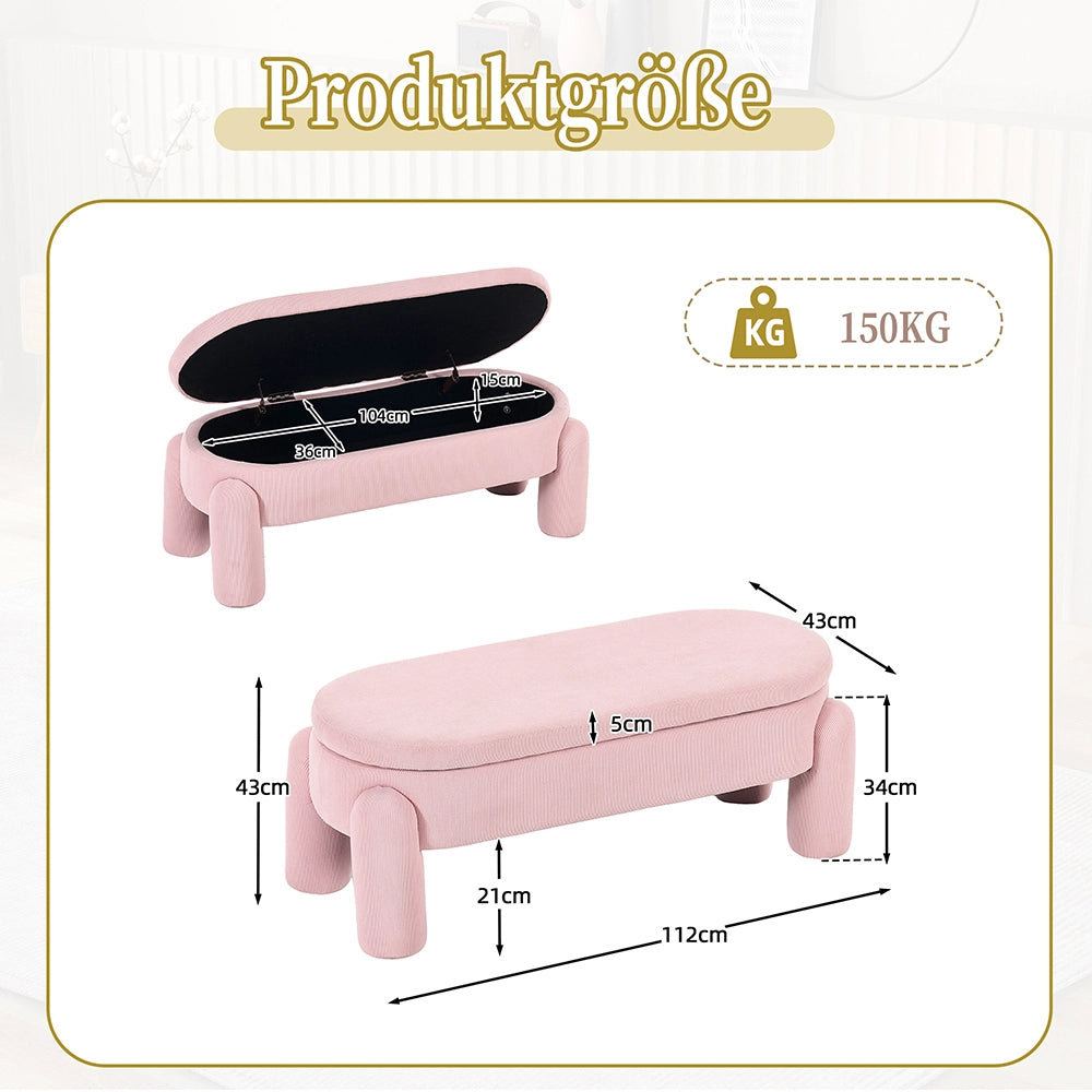 Panca-Xylo-Chenilla rosa legno massello con spazio