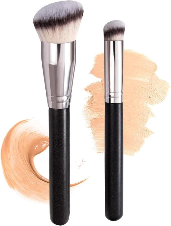 Set di pennelli per trucco premium con fibre sintetiche morbide per concealer e fondotinta - Set da 2 pezzi