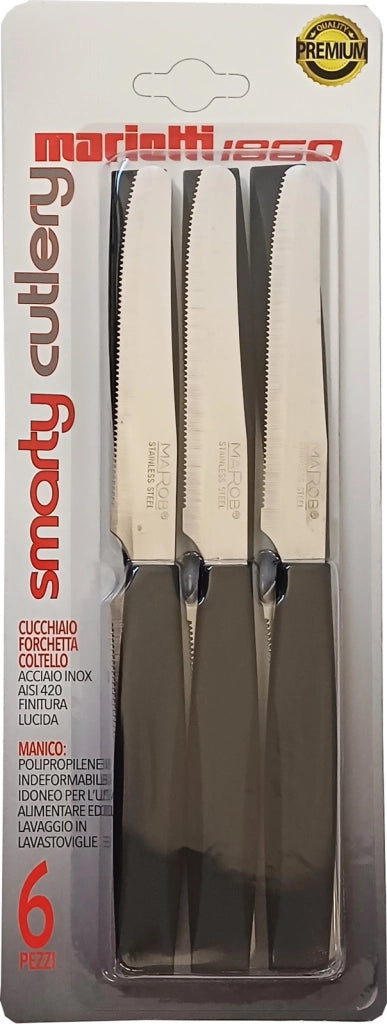 Set 6 Pezzi Coltelli da Tavola Smarty Nero Marietti