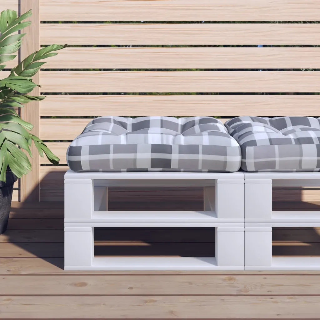 Cuscino per pallet | Cuscini per sedie a Quadri Grigio 58x58x10 cm in Tessuto
