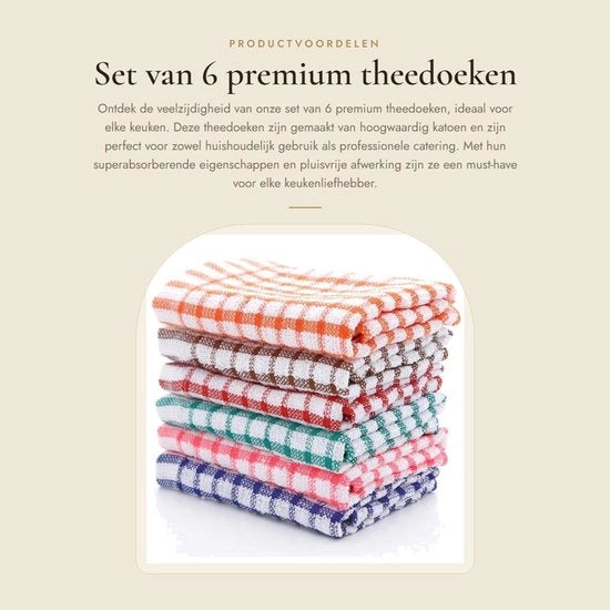 Set di asciugamani in cotone per la cucina da 6 pezzi - Superassorbenti - Senza pelo - Duraturo - 28x40 cm
