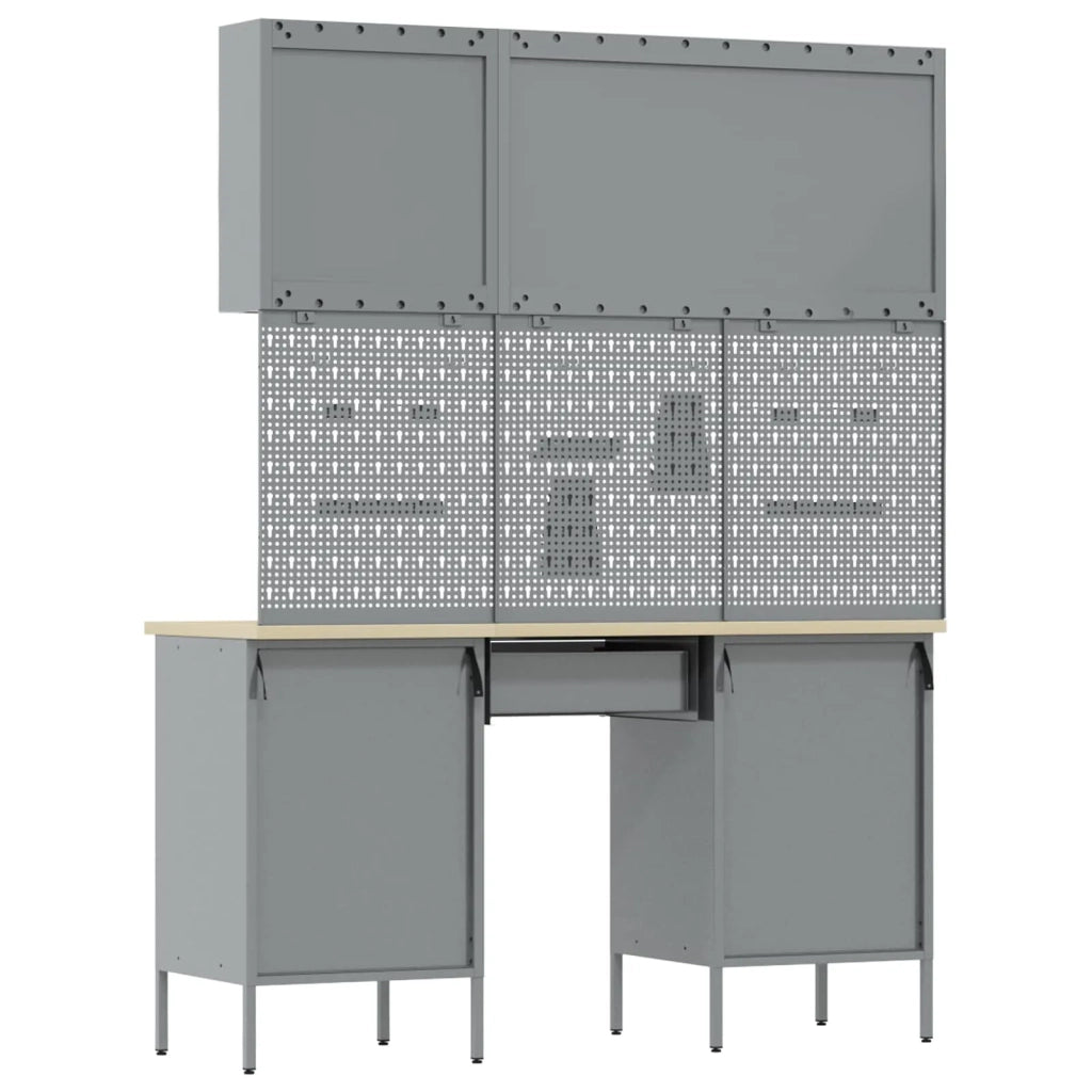 Mobile da lavoro 8 pcs Nero Legno ingegnerizzato e acciaio 3321458