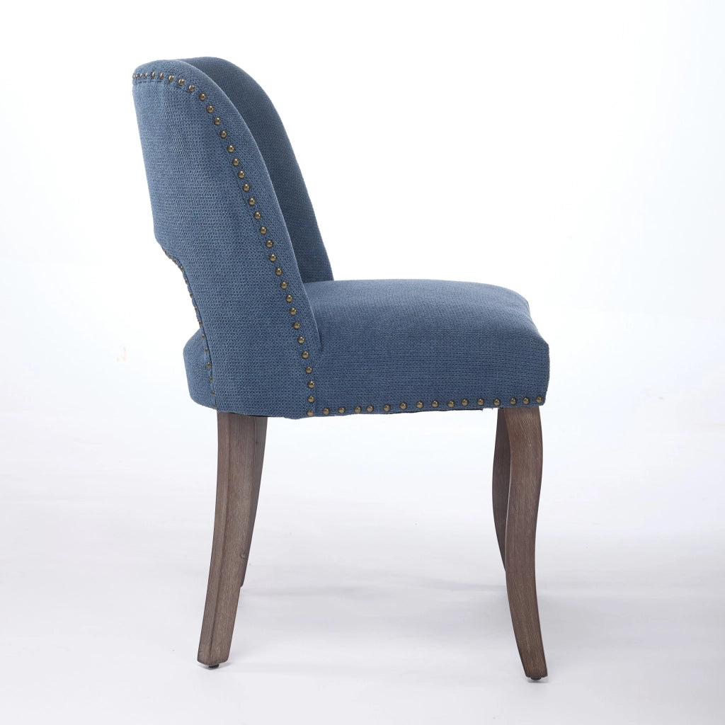 Sedie da Pranzo in Legno con Seduta Imbottita in Tessuto ¨C MINIMAL ¨C Set 2 Pezzi, Blu