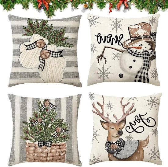 Cuscino decorativo a tema natalizio - 50 x 50 cm - 4 pezzi