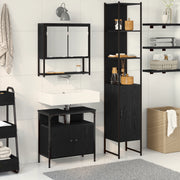 Set di mobili da bagno a 3 pezzi in legno ingegnerizzato nero