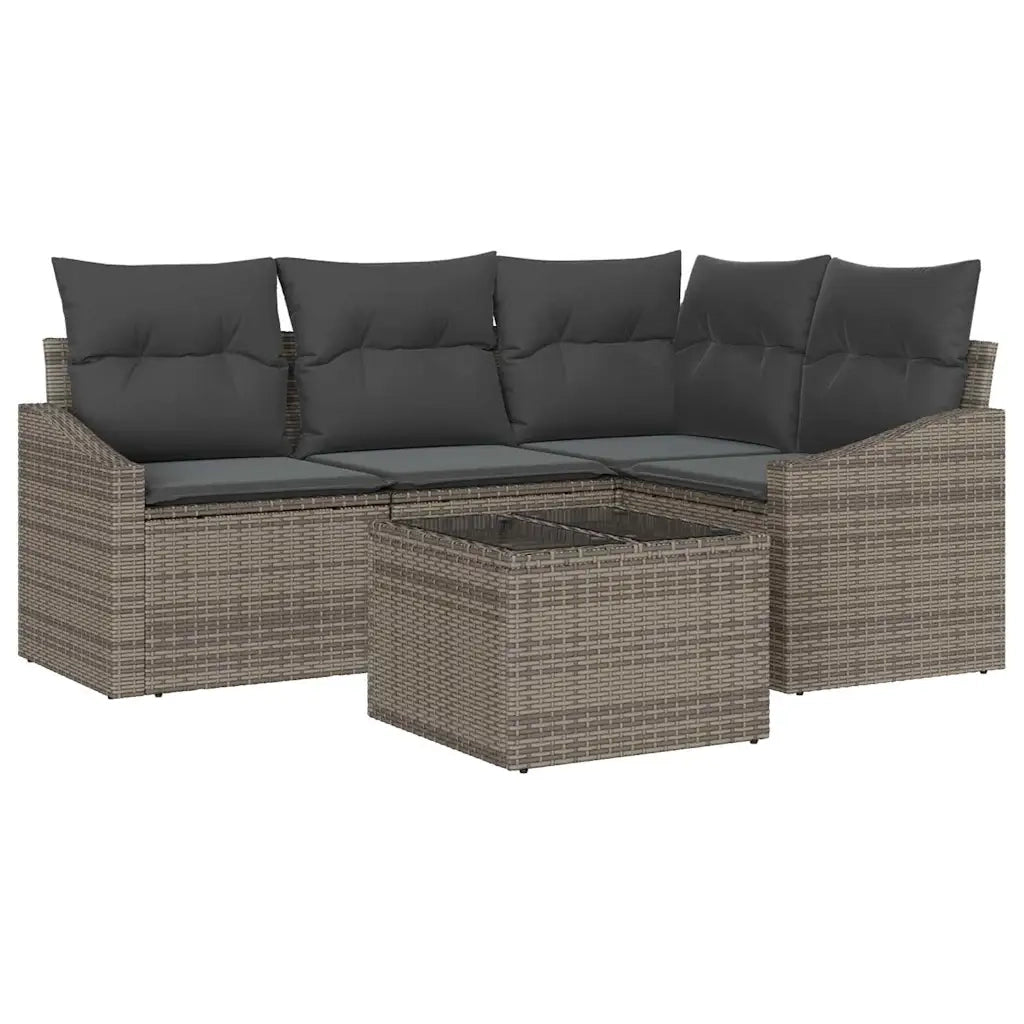 Set Divano da Giardino 5 pcs Grigio chiaro polyrattan 3355378