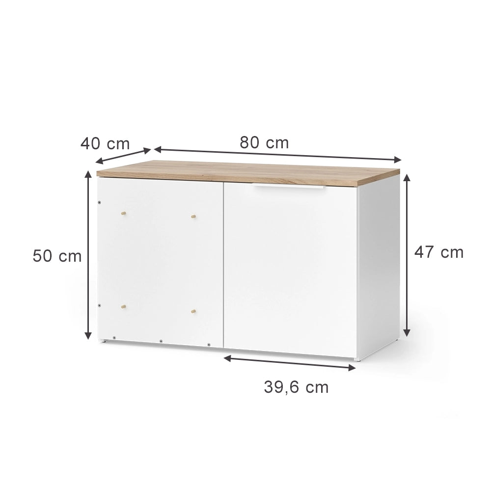 Vicco Cassettiera ad angolo Bianco/Sonoma 40 x 50 cm con porta