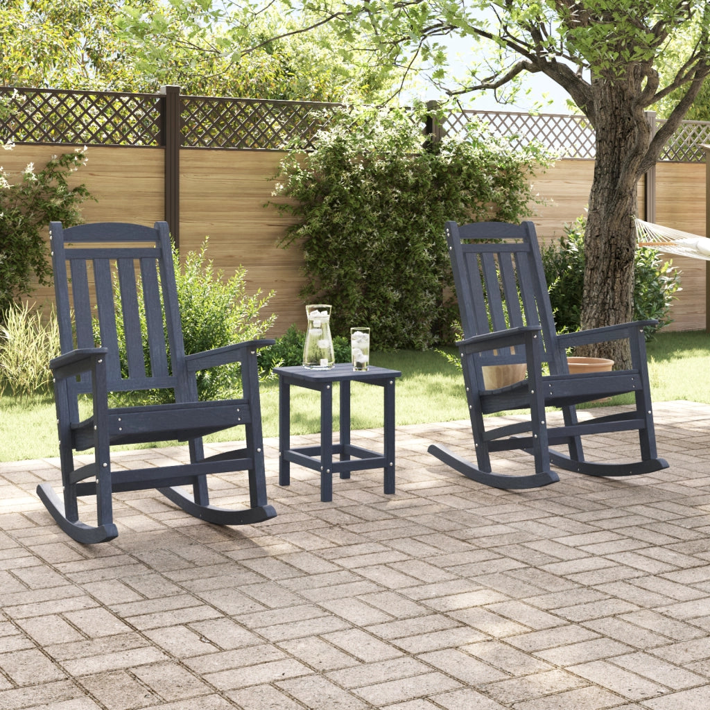 Sedie a Dondolo da Giardino  2 pcs Blu Navy 70x92x107.5 cm HDPE