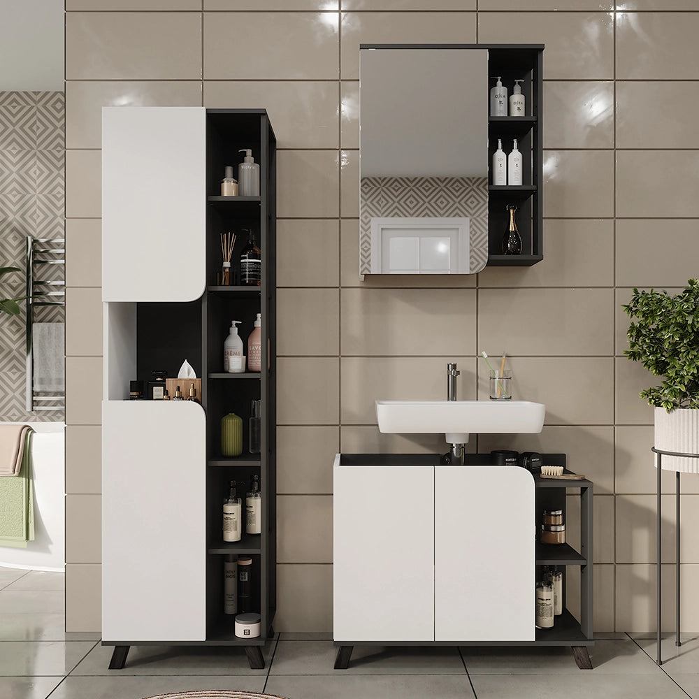 Vicco Set di mobili da bagno Antracite/bianco 3 parti