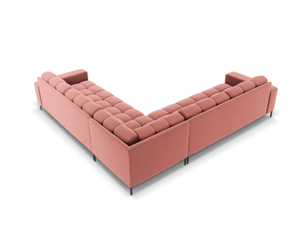 Cosmopolitan Design - Divano angolare reversibile "Bali" 6 posti in velluto rosa 
