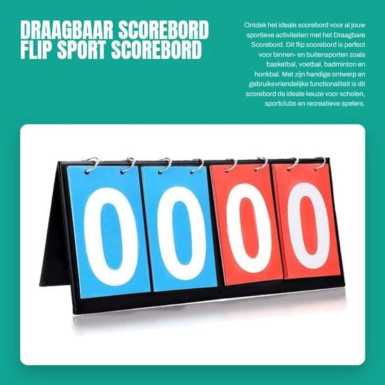 Tavolo di Punteggio Portatile - Tabellone di Punteggio con Flip - Ideale per Interno ed Esterno - Blu - Sport come Pallacanestro e Calcio - Adatto per Scuole Sportive