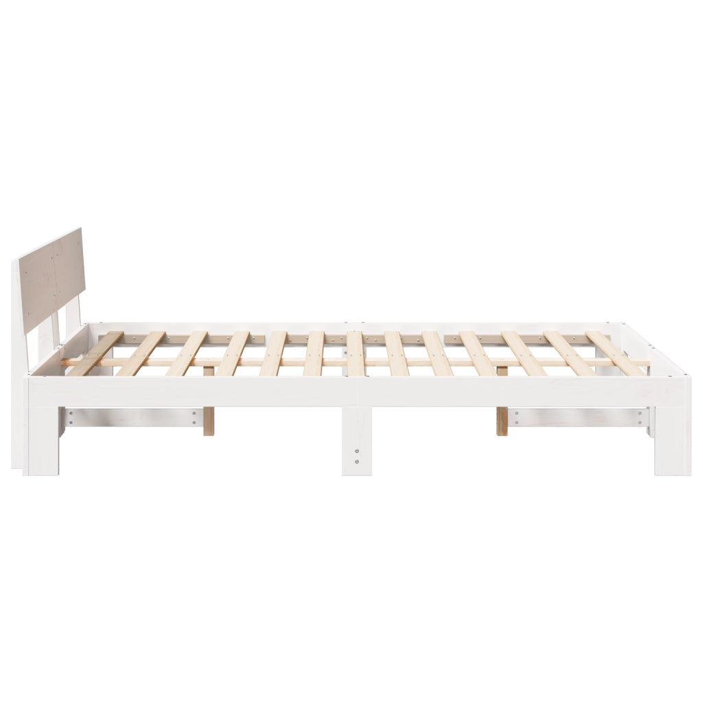 Struttura Letto con Testiera Bianca 120x200 cm Legno Massello di Pino
