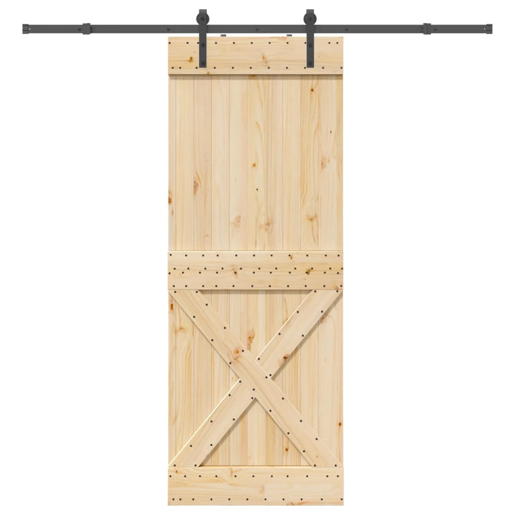 Porta scorrevole NARVIK Naturale e Nero 85 x 210 cm (213,5 cm) 3445355