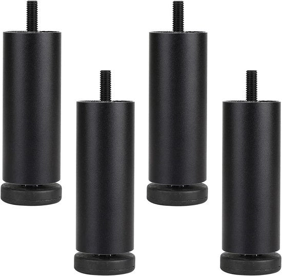 Poten per mobili in alluminio, 4 pezzi, adattatori di altezza, sostitutivi di supporti di cassettino, supporti di cassettino con vite a filo M8, nero 15 cm.