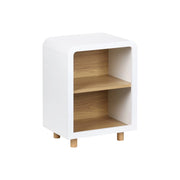 Comodino effetto legno, 2 nicchie, bianco