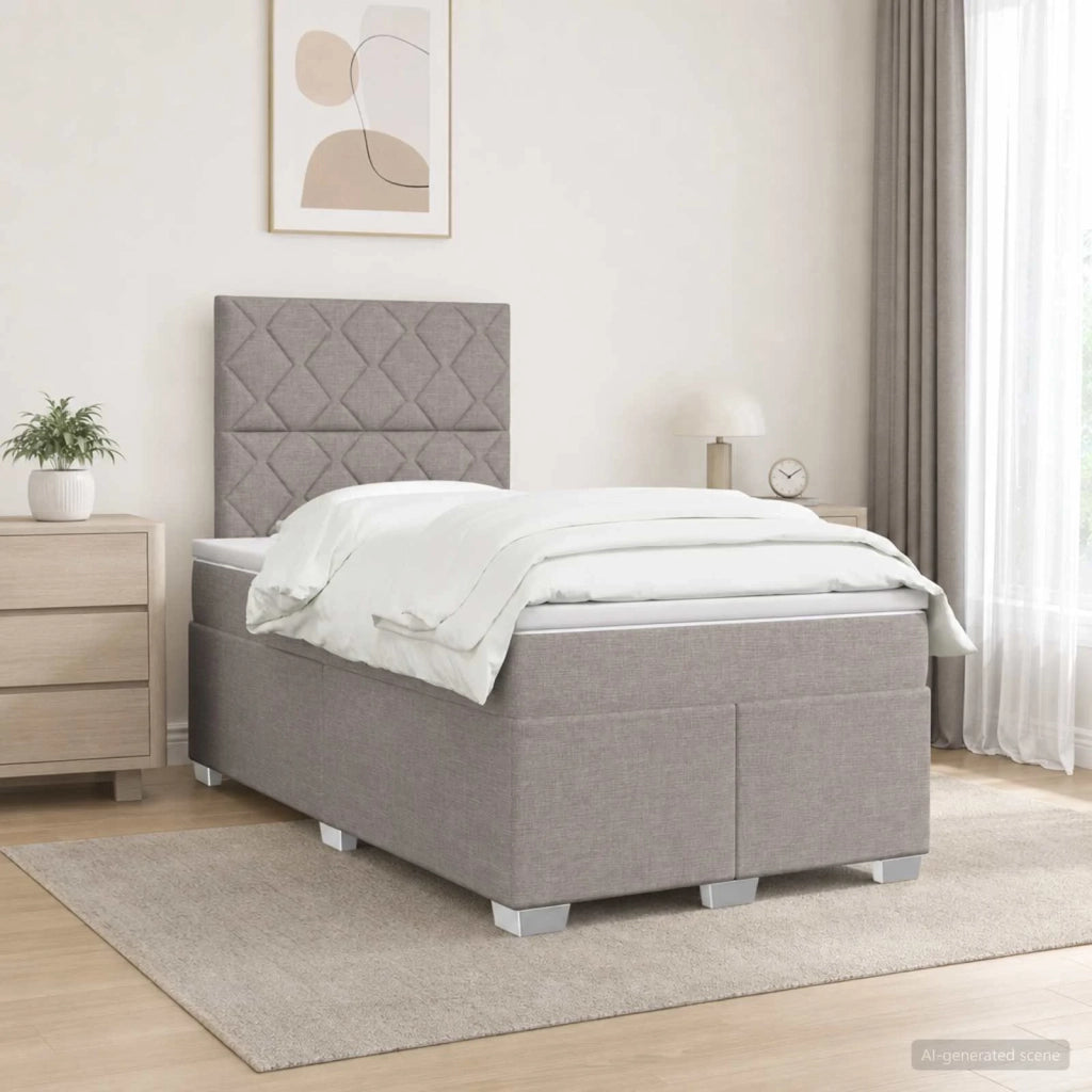 Letto box spring con materasso Tortora 120 x 200 cm Tessuto 3454856