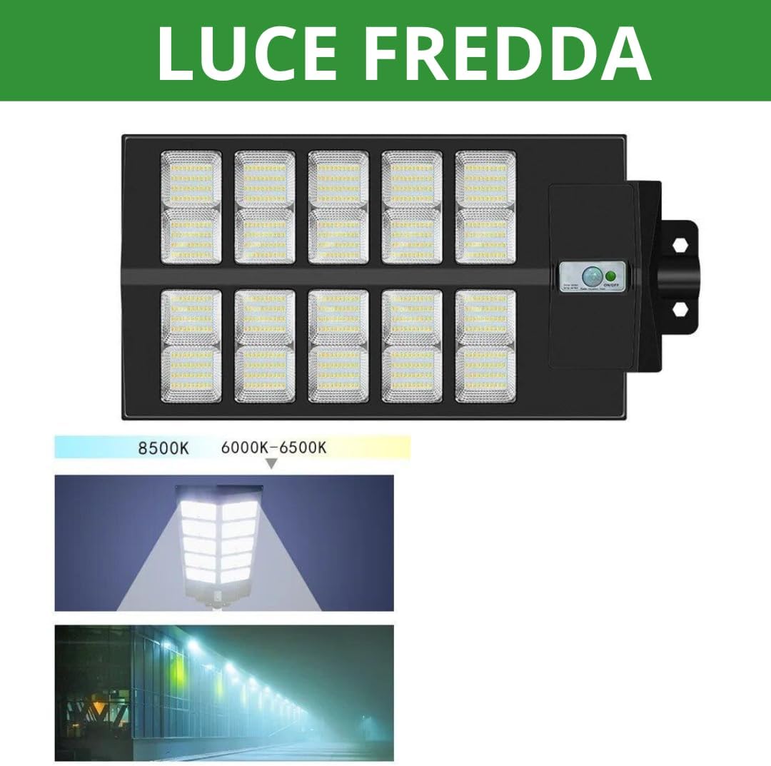Lampione LED Esterno con Pannello Solare 1000W 6500K Bianco Freddo
