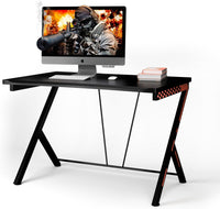 Scrivania Gaming Ergonomica da 116 CM, Scrivania Multiuso per Computer con Struttura Robusta in Metallo, Postazione PC per Gaming Studio Lavoro, 116 x 75 x 77 cm (L x P x A) Nero