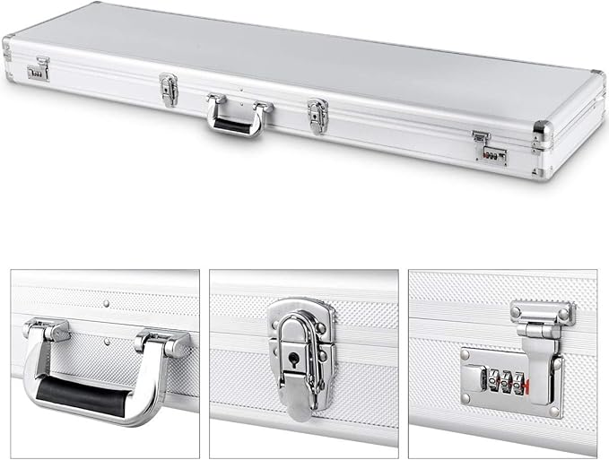 Custodia Dura in Alluminio per Fucili Valigetta Pistola con Serratura, 134 x 35 x 12 cm