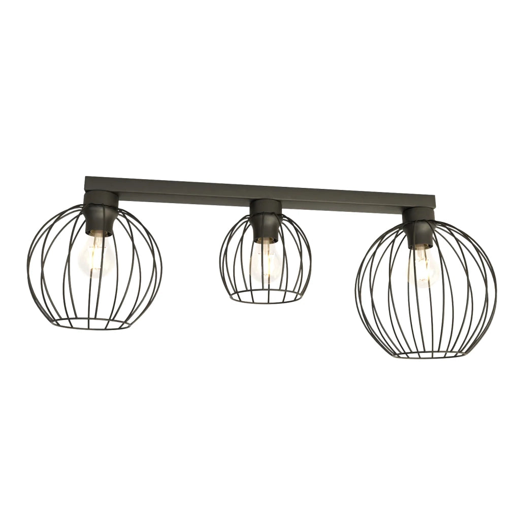 Plafoniera Minimal Industrial Geb 3 Luci Lineari Nera