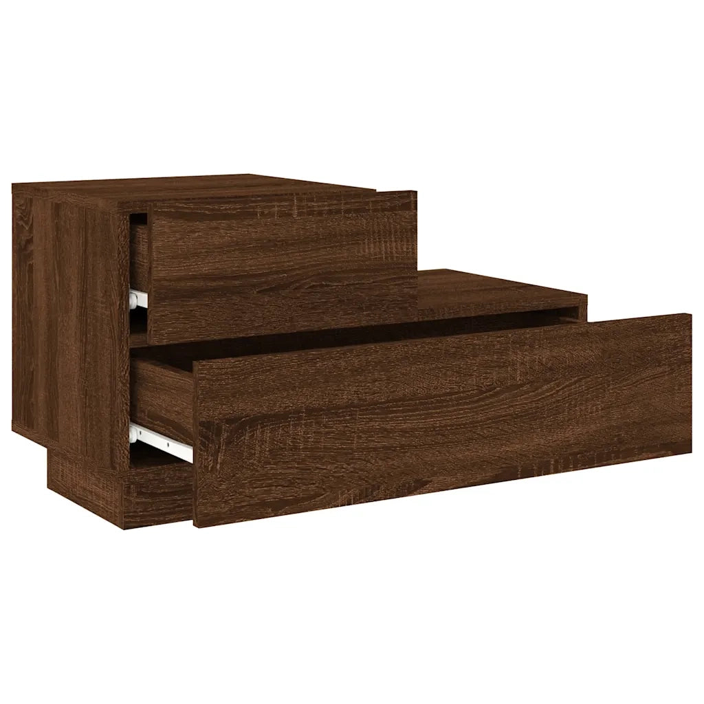 Comodino con Luci LED Rovere Marrone 70x36x40,5 cm 836783