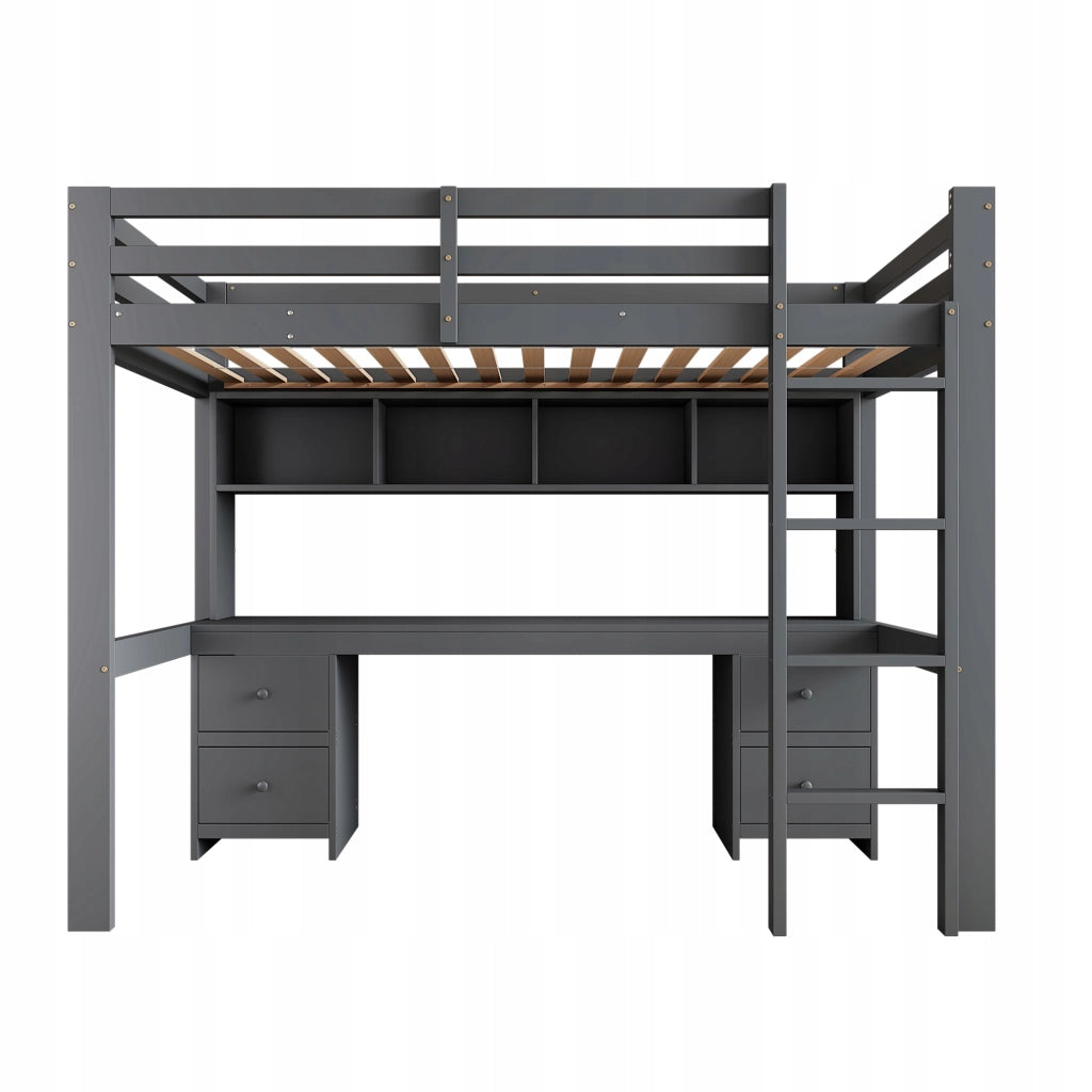 Letto a castello 90x200 - Xylo - Grigio con scrivania senza materasso