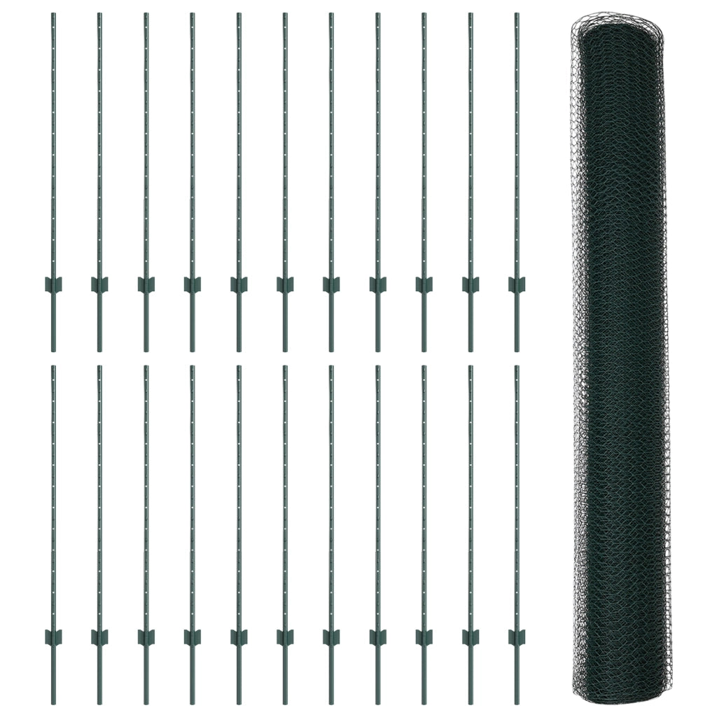 Pali per Recinzione  11 pz Verde 120 cm Acciaio