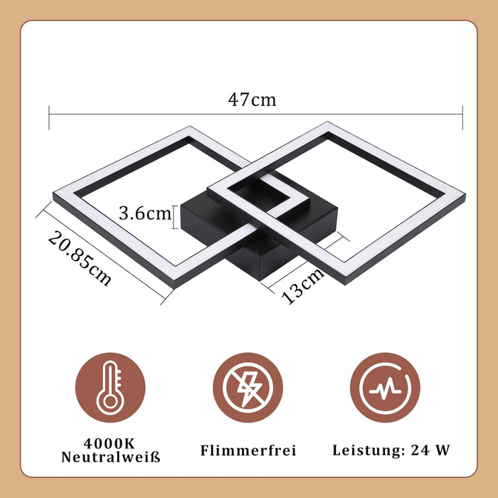 ZMH Lampada da soffitto plafoniera LED moderna 24W design elegante per camera letto corridoio