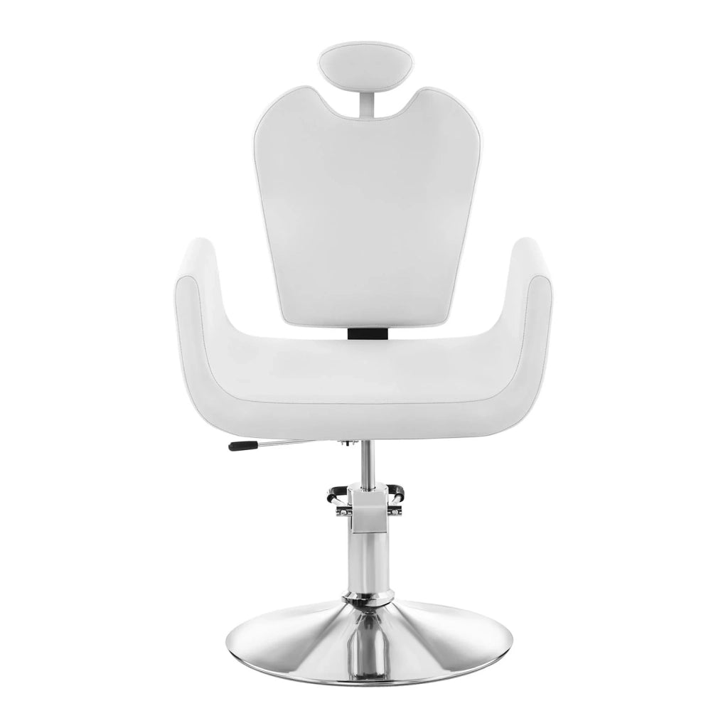 Poltrona professionale per parrucchiere con base in acciaio altezza regolabile bianca 14_0001621