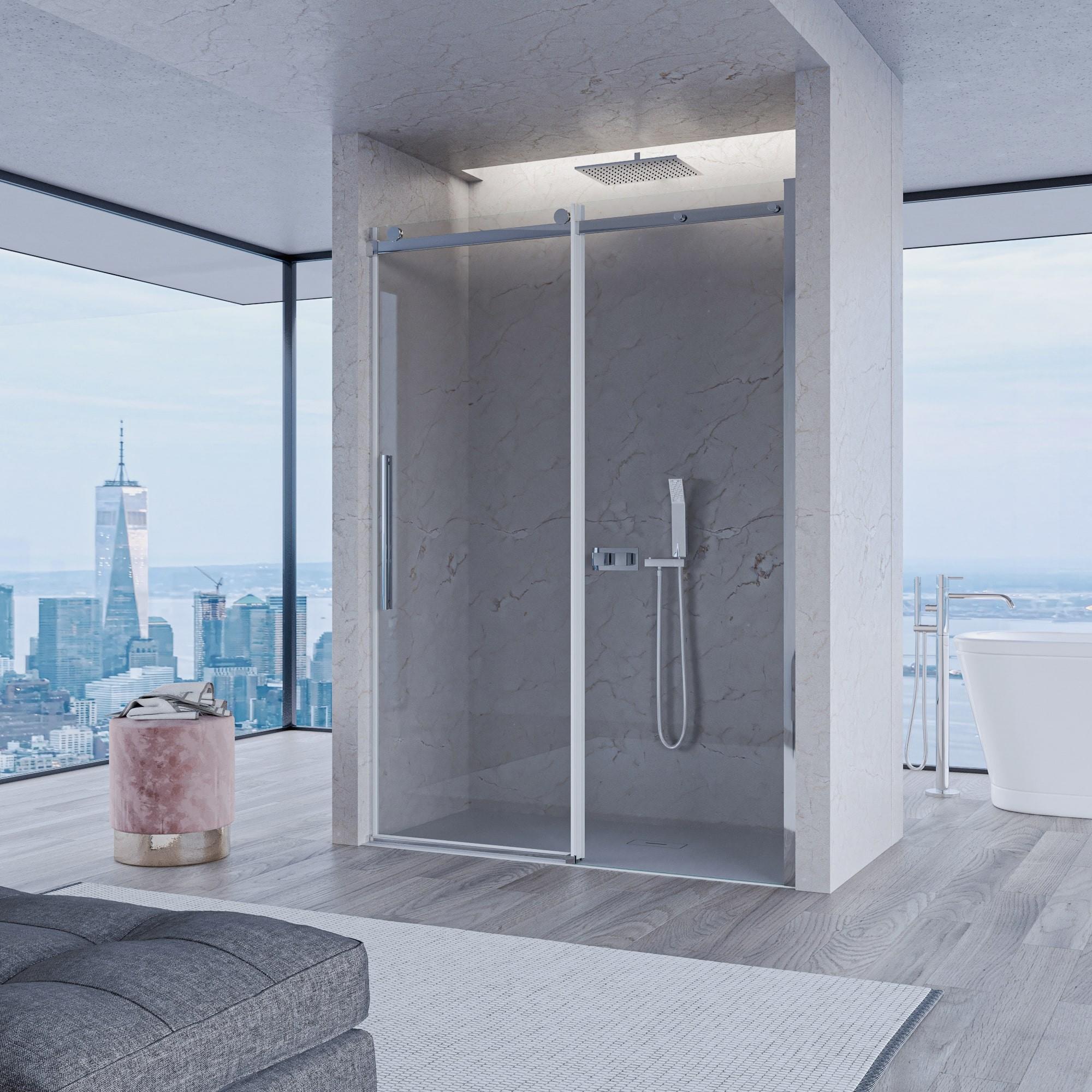 Porta Parete Doccia 100 cm 1 Anta Scorrevole in Cristallo Trasparente 8mm H195 Bonussi Selina