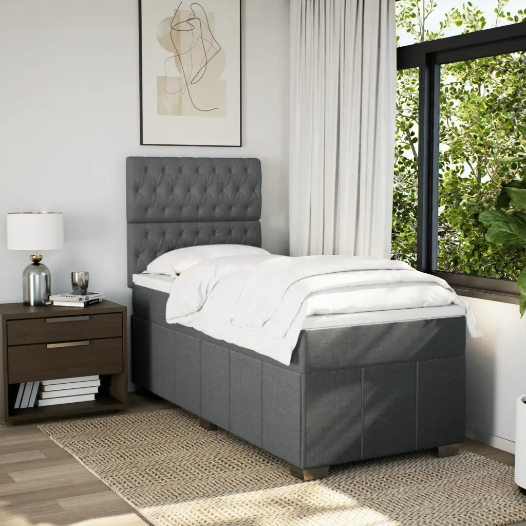 vidaXL Giroletto a Molle con Materasso Grigio Scuro 100x200 cm Tessuto